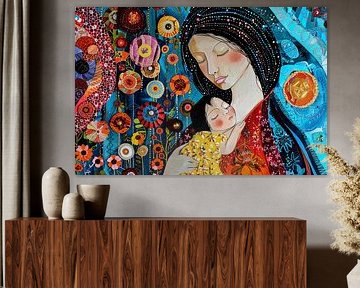 Digitaal abstract schilderachtig portret fictieve vrouw