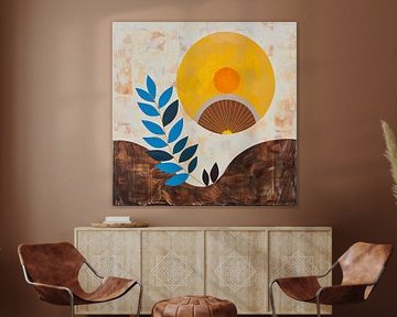 Geometric leaves - play of colours in abstract style by Poster Art Shop