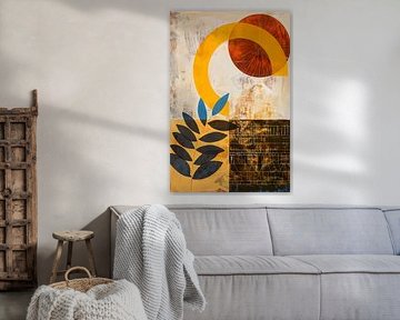 Geometric leaves - play of colours in abstract style by Poster Art Shop