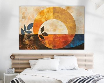 Geometric leaves - play of colours in abstract style by Poster Art Shop