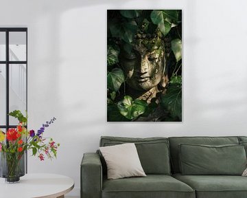 Boeddha omringd door planten van Poster Art Shop