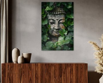 Boeddha omringd door planten van Poster Art Shop