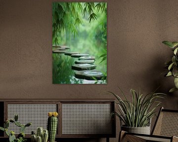 Zen tuin - Meditatieve stenen in het water van Poster Art Shop