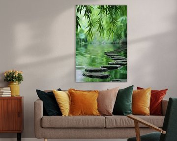 Zen tuin - Meditatieve stenen in het water van Poster Art Shop