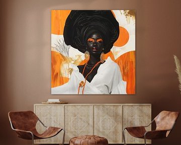 Afrikanische Frau in Orange und Gold von Poster Art Shop
