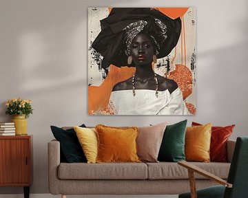 African woman in orange and gold by Poster Art Shop