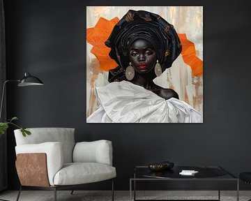 African woman in orange and gold by Poster Art Shop