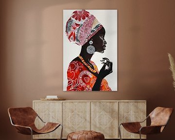 Afrikaanse elegantie - Kleurrijk portret van Poster Art Shop