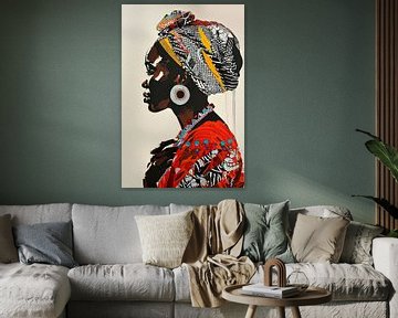 African elegance - Colourful portrait by Poster Art Shop