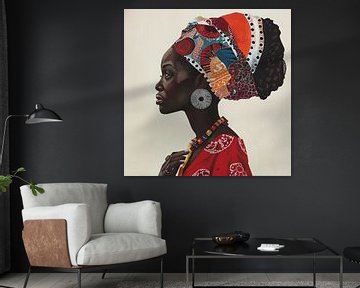 African elegance - Colourful portrait by Poster Art Shop