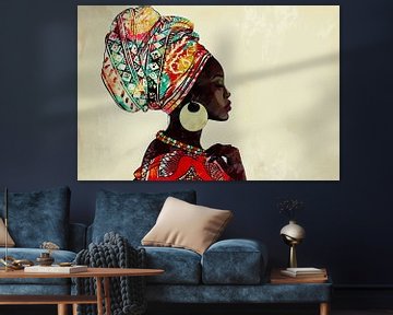 African elegance - Colourful portrait by Poster Art Shop