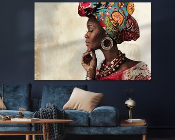 African elegance - Colourful portrait by Poster Art Shop
