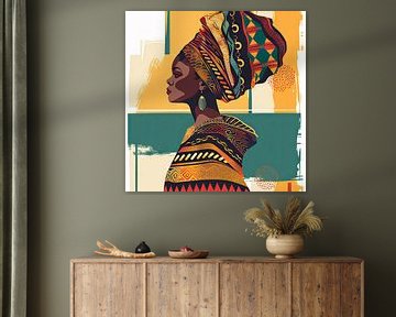 Abstracte voorstelling van een Afrikaanse vrouw van Poster Art Shop