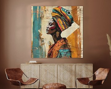 Abstracte voorstelling van een Afrikaanse vrouw van Poster Art Shop