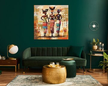 Afrikaanse gratie - vrouwen in traditionele jurken van Poster Art Shop