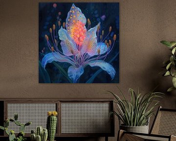 Neon Bloemschilderij | Glow Essence van Kunst Kriebels