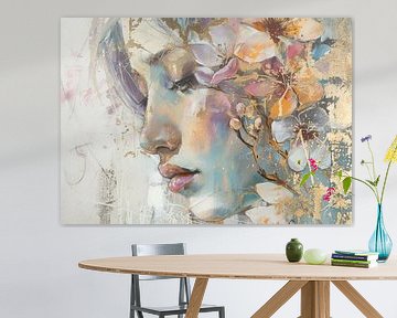 Vrouwen Schilderij | Dream Petals van Kunst Kriebels