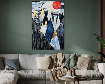 Gouden bergtoppen - modern berglandschap