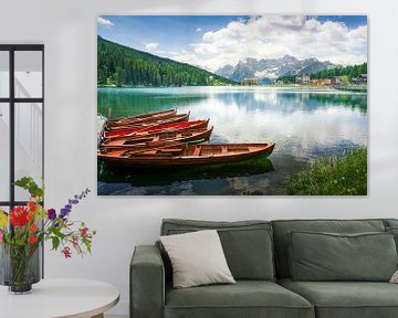 Boten op het Misurinameer en de Dolomieten van Stefano Orazzini
