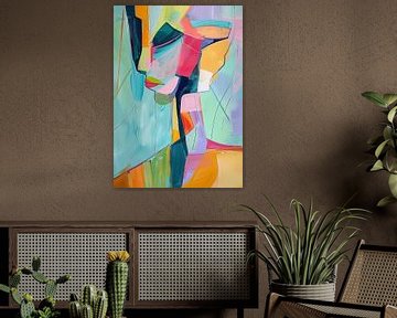 Modern abstract portret van Abstract Schilderij