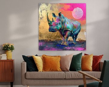 Neon Neushoorn van Kunst Kriebels