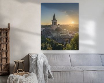Sint-Mariakathedraal in Spoleto bij zonsondergang. Umbrië, Italië van Stefano Orazzini