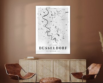 Düsseldorf poster met stadsplattegrond - Minimalistische kaart van de Rijnmetropool van Poster Art Shop