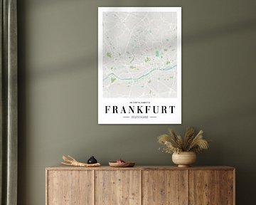 Frankfurt Stadtplan Poster - Carte minimaliste de la métropole du Main sur Poster Art Shop