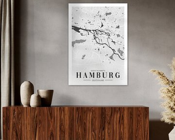 Minimalistische plattegrond van Hamburg - artistieke stadsposter voor thuis van Poster Art Shop