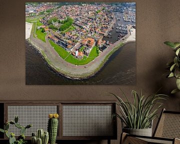 Urk luchtfoto van het voormalige eiland aan het IJsselmeer