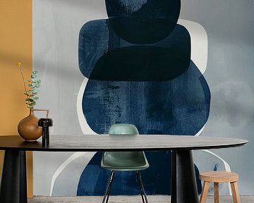 Japandi in kobalt blauw, modern en abstract van Studio Allee