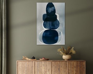 Japandi in kobalt blauw, modern en abstract van Studio Allee