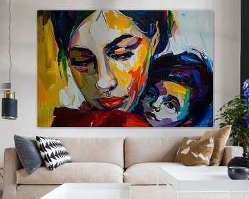 Portrait Mutter und Kind abstrakt