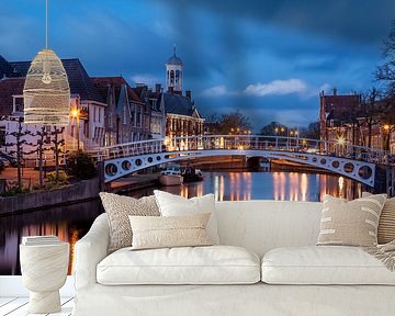 Vleesmarkt Dokkum Friesland Holland mit Blick auf Rathausturm  von R Smallenbroek