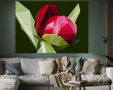 Flower Peony Abstract Low Poly