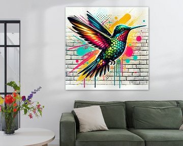 Kleurrijke Kolibrie in Graffiti van Tineke Visscher