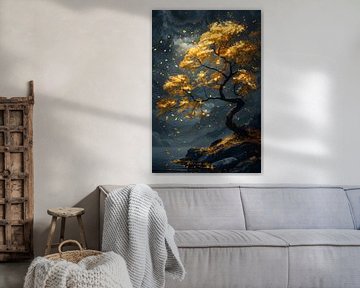 Zwart Goud Schilderij | Boom Schilderij | Groot Schilderij Woonkamer van AiArtLand