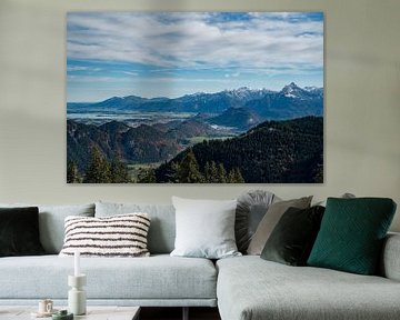 Neuschwanstein, Tegelberg, Vils, Forggensee, Füssen, Falkenstein met verse sneeuw in de herfst van Leo Schindzielorz