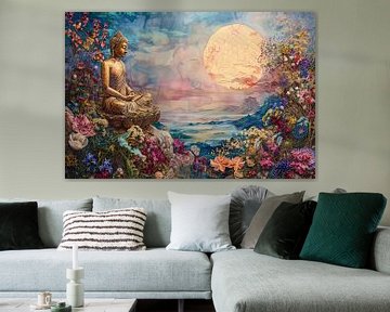 Mediterende Boeddha in Bloeiend Paradijs van Art & Soul Creations