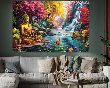 Sereniteit: Boeddha in kleurrijk natuurparadijs van Art & Soul Creations