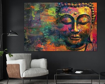 Abstracte Boeddha in Kleureplosie van Art & Soul Creations