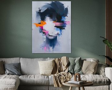Super kleurrijk modern en abstract portret van Carla Van Iersel