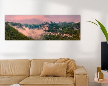Panorama en zonsopkomst bij Rocamadour, Frankrijk van Henk Meijer Photography