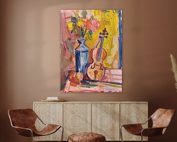 Violin And Flowers Abstract by TOAN TRAN