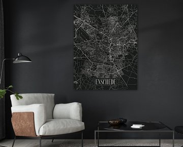 City map Enschede - City - Dark variant - Overijssel Map by Locus Studio