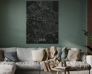 City map Gouda - City - Dark variant - South Holland Map by Locus Studio