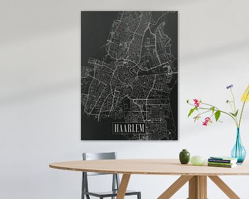 Stadskaart Haarlem - Stad - Donkere variant - Noord-Holland Plattegrond van Locus Studio
