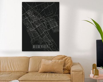 City map Heerenveen - City - Dark variant - Friesland Map by Locus Studio