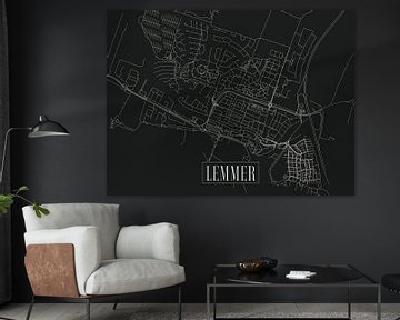 Town map Lemmer - City - Dark variant - Friesland Map by Locus Studio