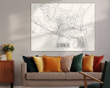 City map Lemmer - Town - Light version - Friesland Map by Locus Studio